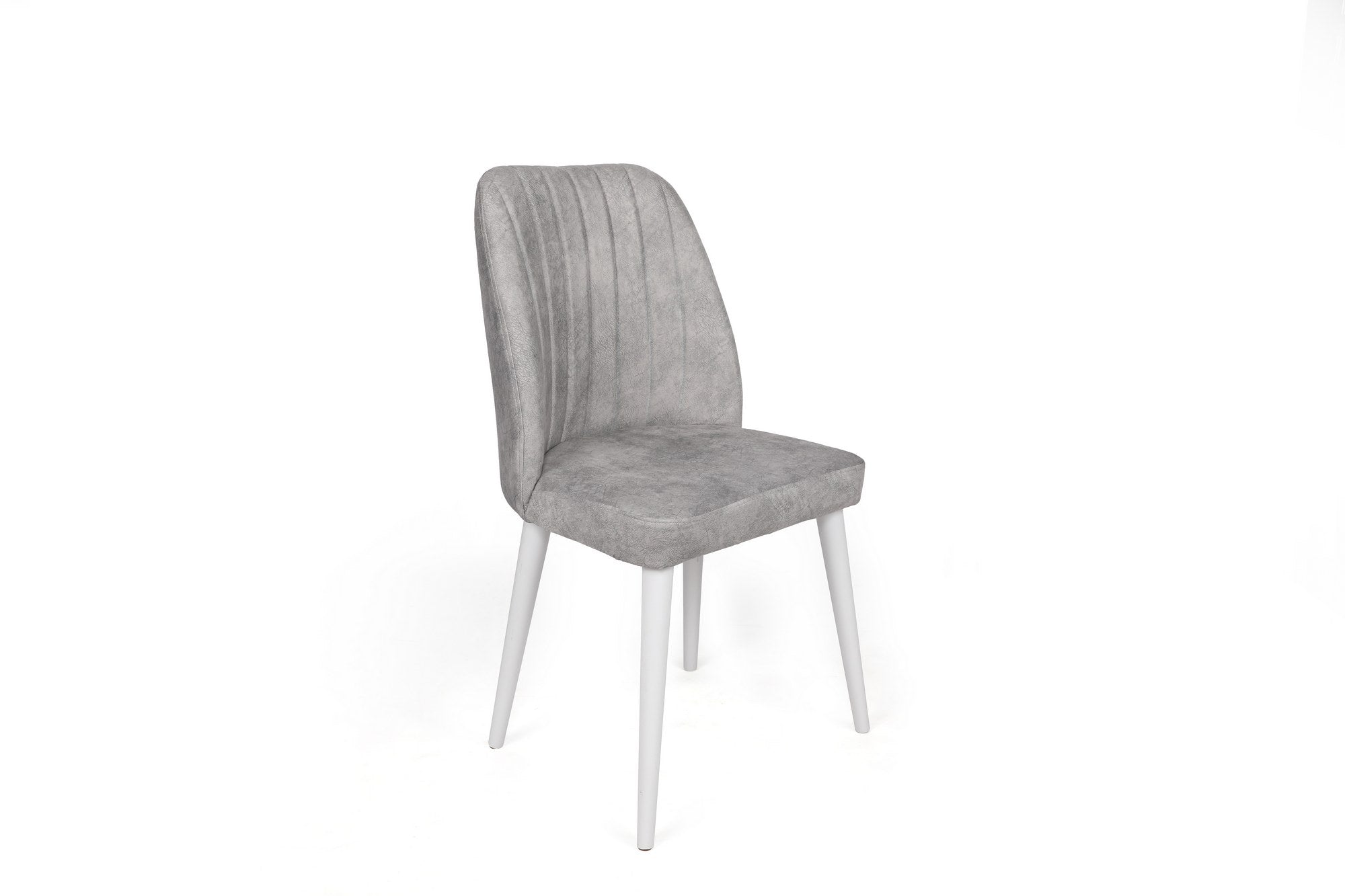 Set 4 scaune tapitate cu stofa si picioare din lemn, Alfa 498-V4 Velvet Gri / Alb, l50xA49xH90 cm (1)