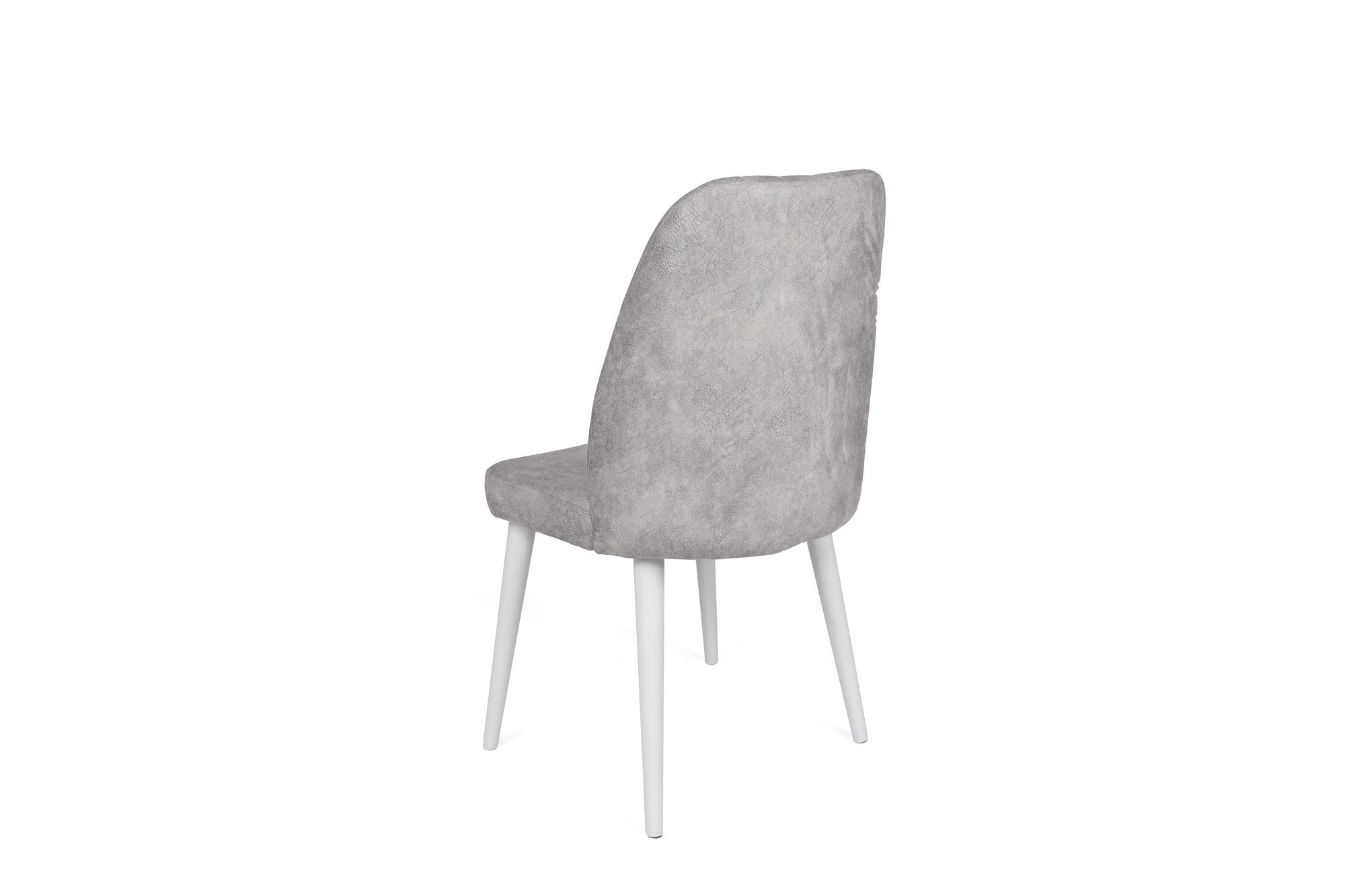 Set 4 scaune tapitate cu stofa si picioare din lemn, Alfa 498-V4 Velvet Gri / Alb, l50xA49xH90 cm (2)