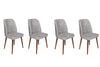 Set 4 scaune tapitate cu stofa si picioare din lemn, Dallas 554-V4 Velvet Gri / Nuc, l50xA49xH90 cm