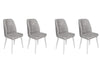 Set 4 scaune tapitate cu stofa si picioare din lemn, Dallas 584-V4 Velvet Gri / Alb, l50xA49xH90 cm