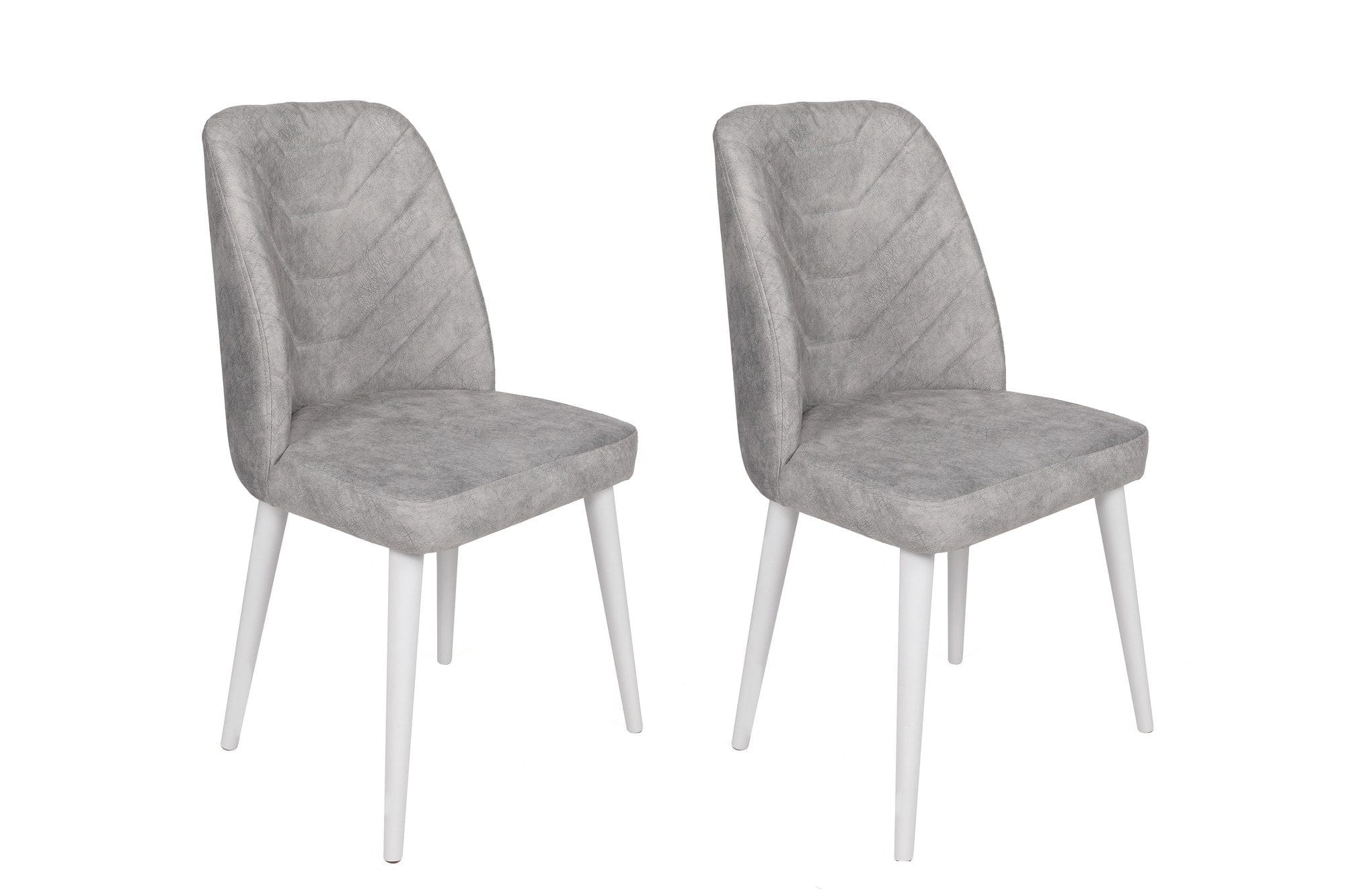 Set 4 scaune tapitate cu stofa si picioare din lemn, Dallas 584-V4 Velvet Gri / Alb, l50xA49xH90 cm (1)