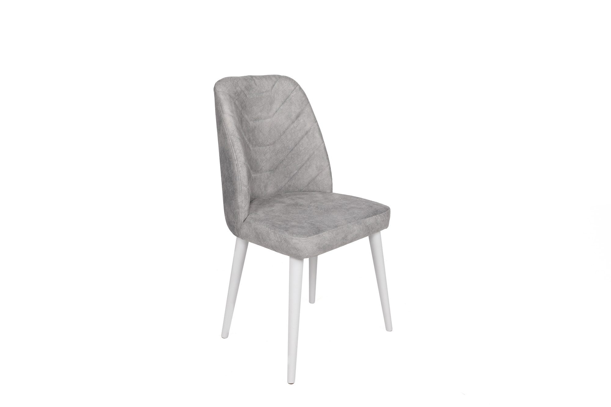 Set 4 scaune tapitate cu stofa si picioare din lemn, Dallas 584-V4 Velvet Gri / Alb, l50xA49xH90 cm (2)