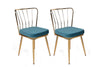 Set 4 scaune tapitate cu stofa si picioare metalice, Yıldız-929 V4 Velvet Albastru / Auriu, l43xA42xH82 cm (3)