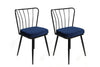 Set 4 scaune tapitate cu stofa si picioare metalice, Yıldız-944 V4 Velvet Albastru Inchis / Negru, l43xA42xH82 cm (3)