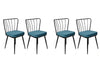 Set 4 scaune tapitate cu stofa si picioare metalice, Yıldız-952 V4 Velvet Albastru / Negru, l43xA42xH82 cm