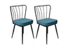 Set 4 scaune tapitate cu stofa si picioare metalice, Yıldız-952 V4 Velvet Albastru / Negru, l43xA42xH82 cm (3)