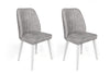 Set 2 scaune tapitate cu stofa si picioare din lemn, Alfa 498-V2 Velvet Gri / Alb, l50xA49xH90 cm