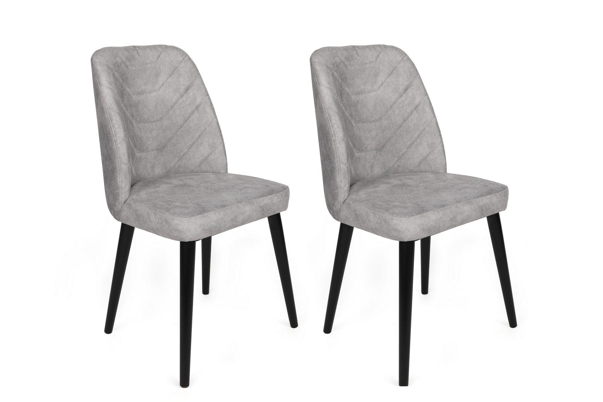 Set 2 scaune tapitate cu stofa si picioare din lemn, Dallas 524-V2 Velvet Gri / Negru, l50xA49xH90 cm