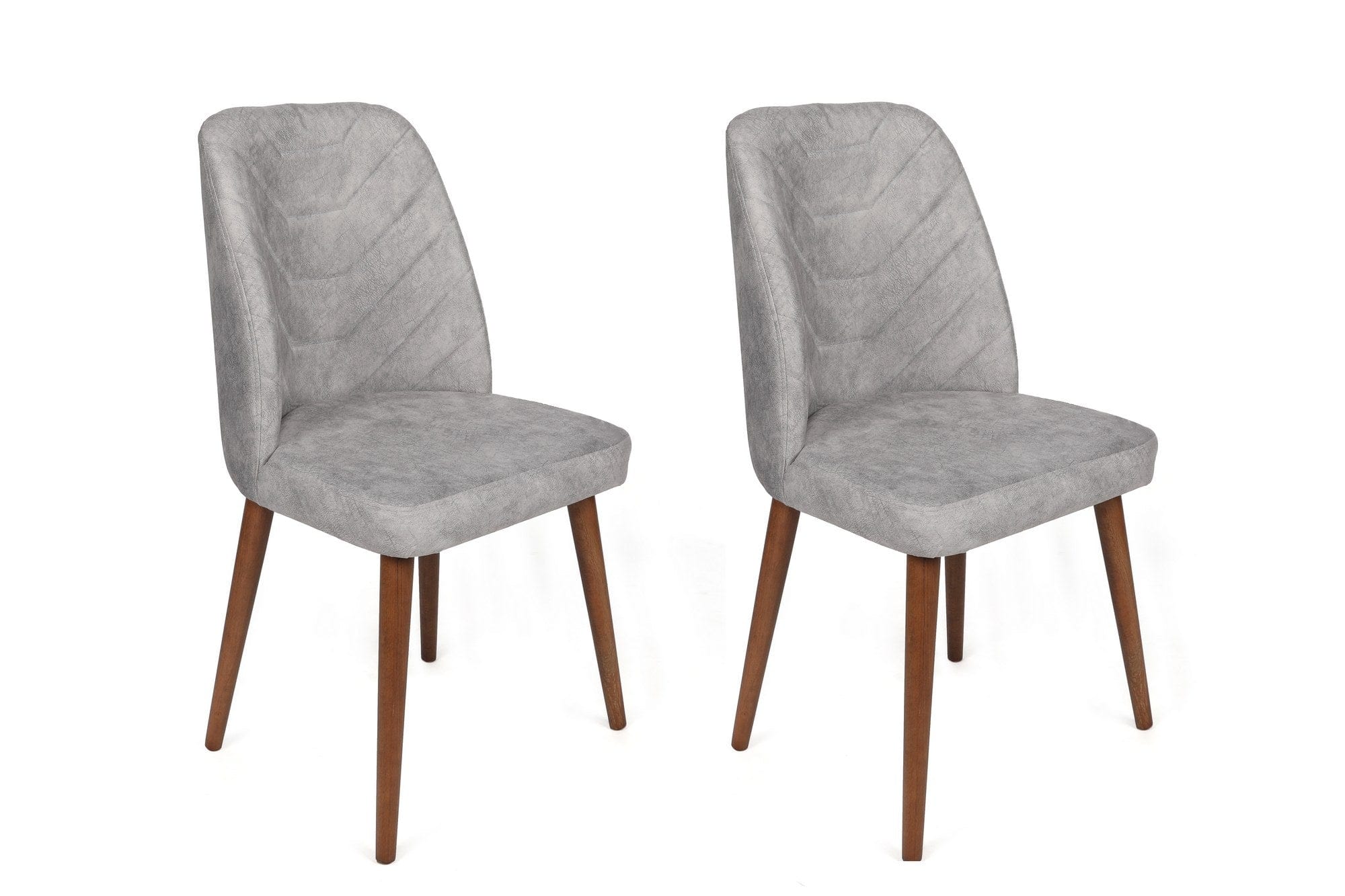 Set 2 scaune tapitate cu stofa si picioare din lemn, Dallas 554-V2 Velvet Gri / Nuc, l50xA49xH90 cm