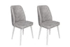 Set 2 scaune tapitate cu stofa si picioare din lemn, Dallas 584-V2 Velvet Gri / Alb, l50xA49xH90 cm