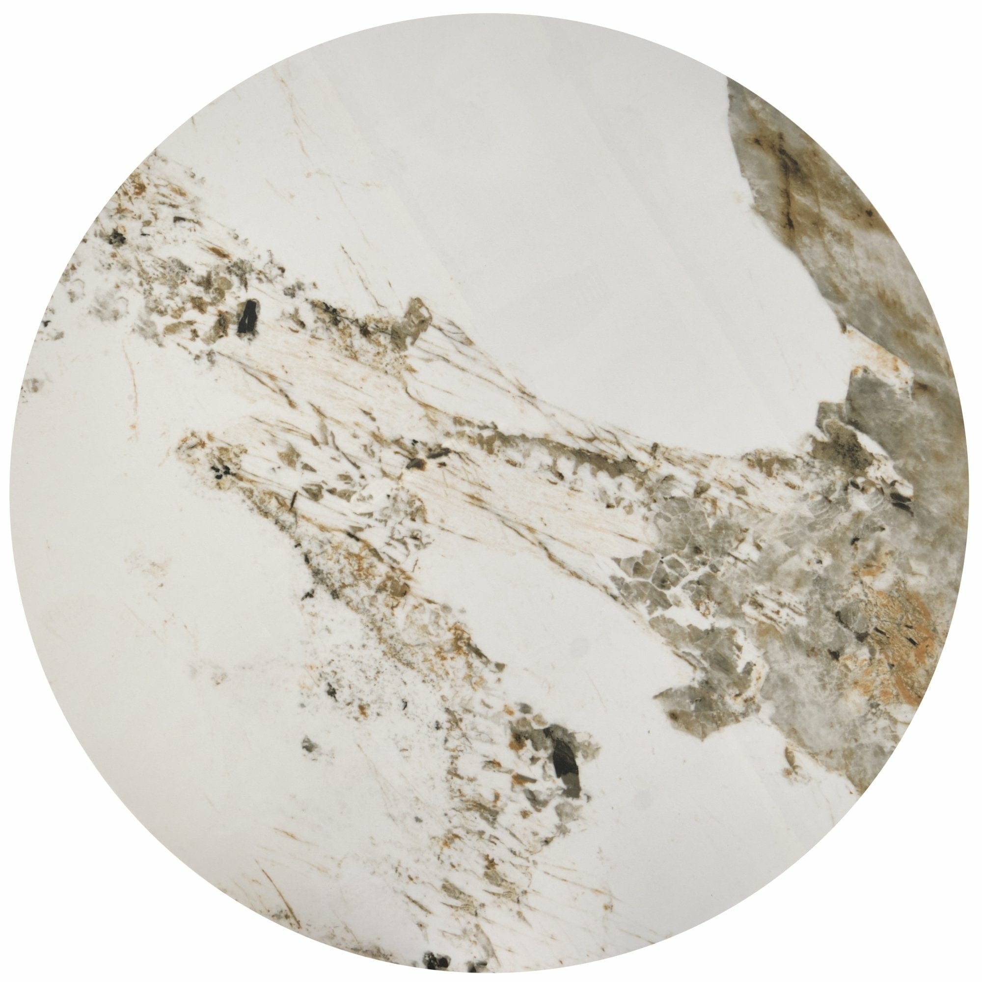 Masa de cafea din piatra sinterizata si metal, Venus II Marmura / Auriu, Ø80xH44 cm (1)