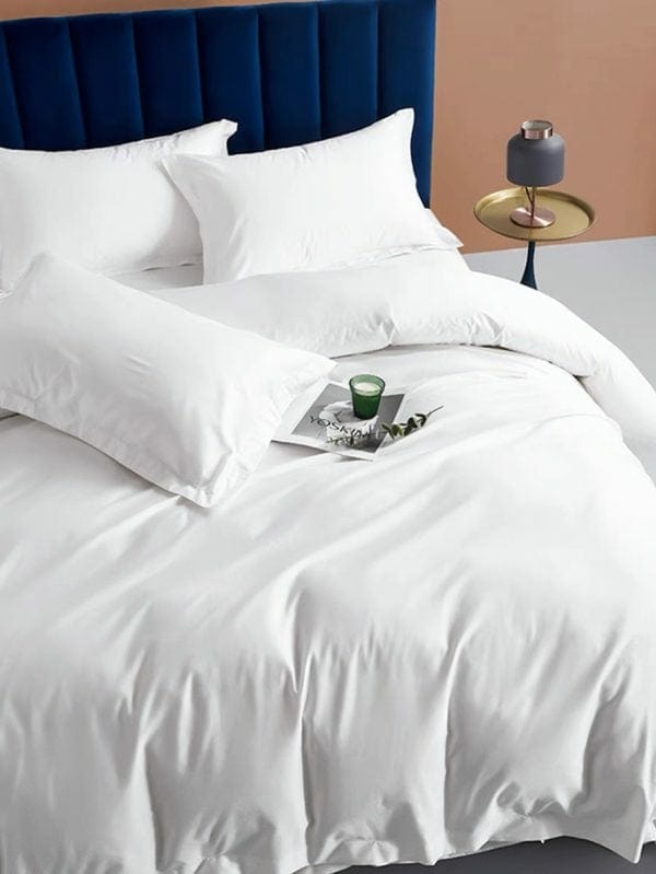 Lenjerie de pat din bumbac Satinat Allium Plain Premium Alb, 200 x 220 cm