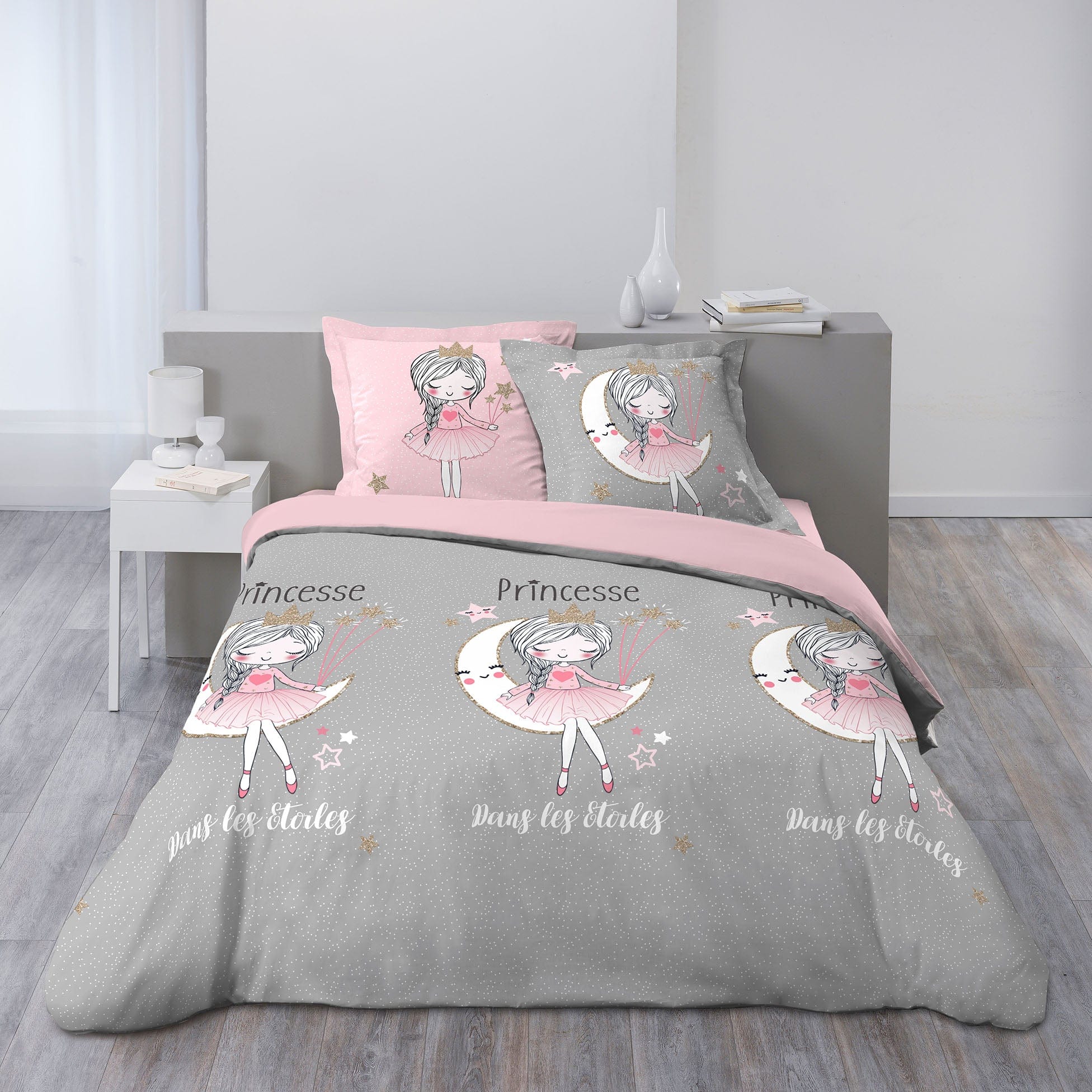 Lenjerie de pat din bumbac, Princesse Etoile Multicolor, 200 x 200 cm