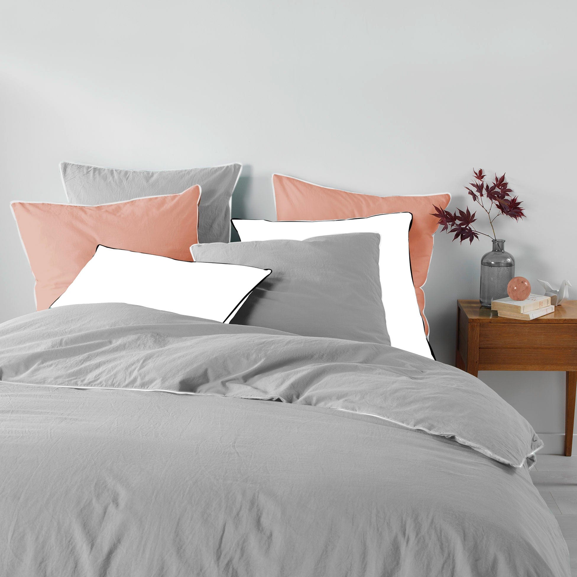 Lenjerie de pat din bumbac, Linette Gri, 240 x 220 cm