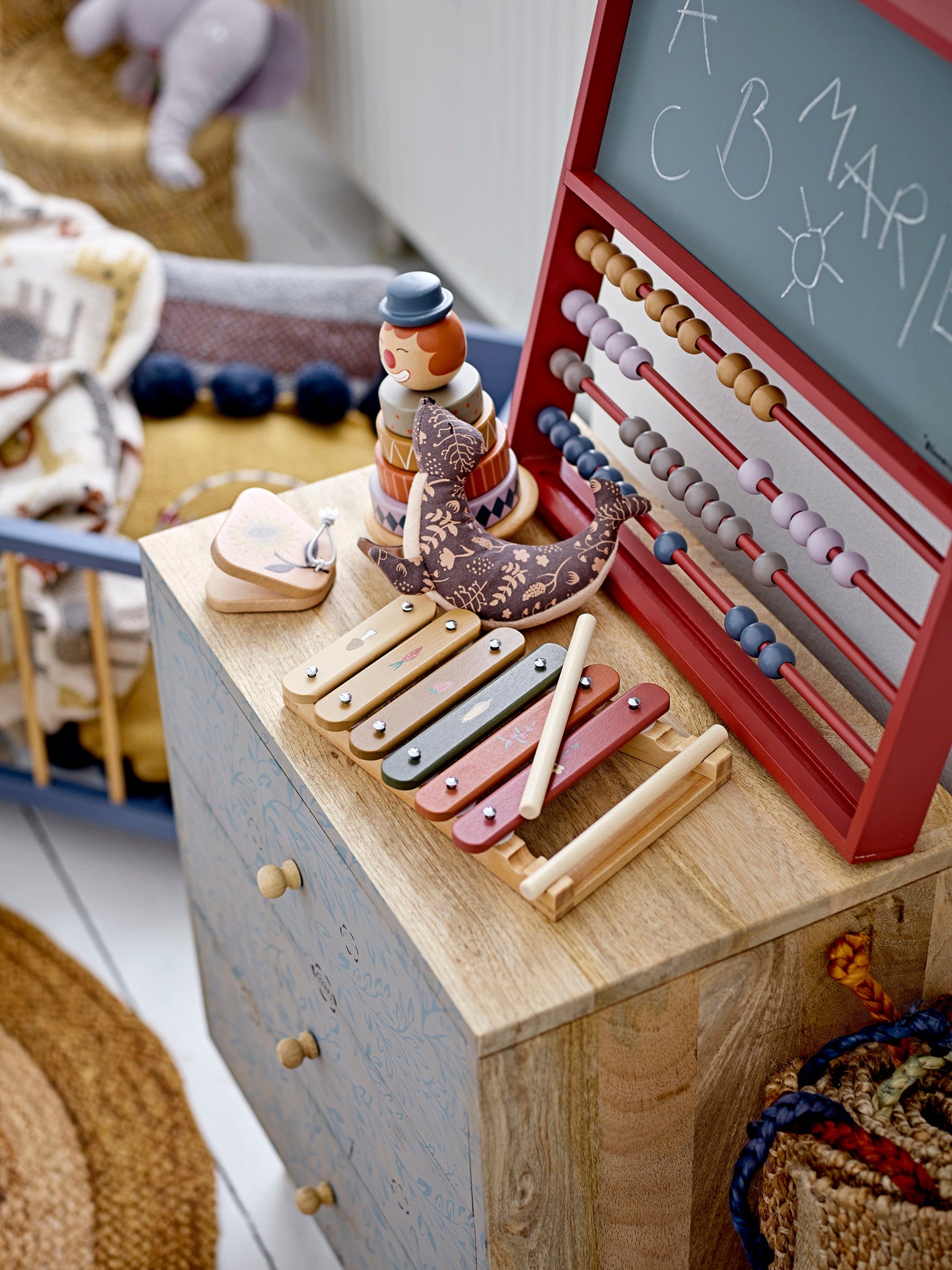 Bloomingville Abac din pal, pentru copii, Marcello Verde, L40xl40xH4 cm