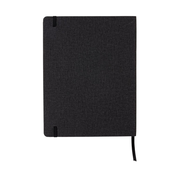 Agenda 160 pagini cu liniatura, coperta din material textil, Deluxe XL Negru, 19 x 25 cm, SomProduct (1)
