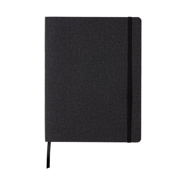 Xindao Agenda 160 pagini cu liniatura, coperta din material textil, Deluxe XL Negru, 19 x 25 cm, SomProduct