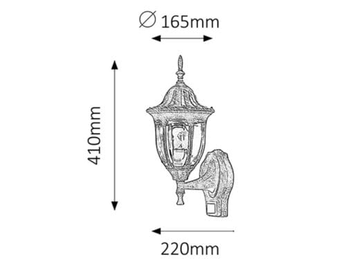 RabaLux Aplica exterior Milano 8370 Auriu Antichizat / Transparent
