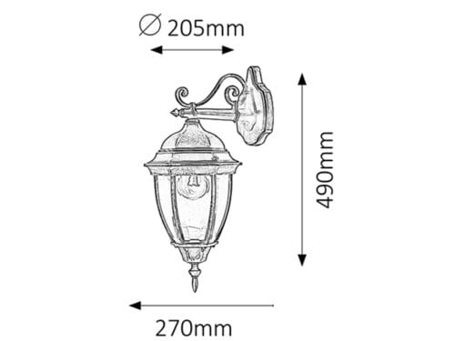 RabaLux Aplica exterior Toronto 8381 Auriu Antichizat / Transparent
