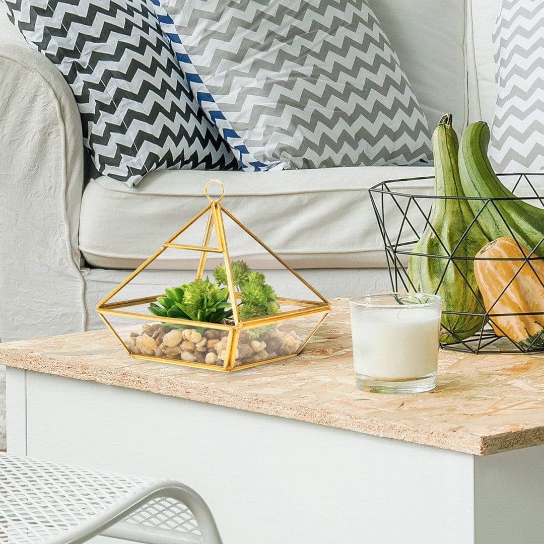 Decoking Aranjament decorativ cu plante artificiale, Geometry Verde / Auriu, L20xl15xH26 cm