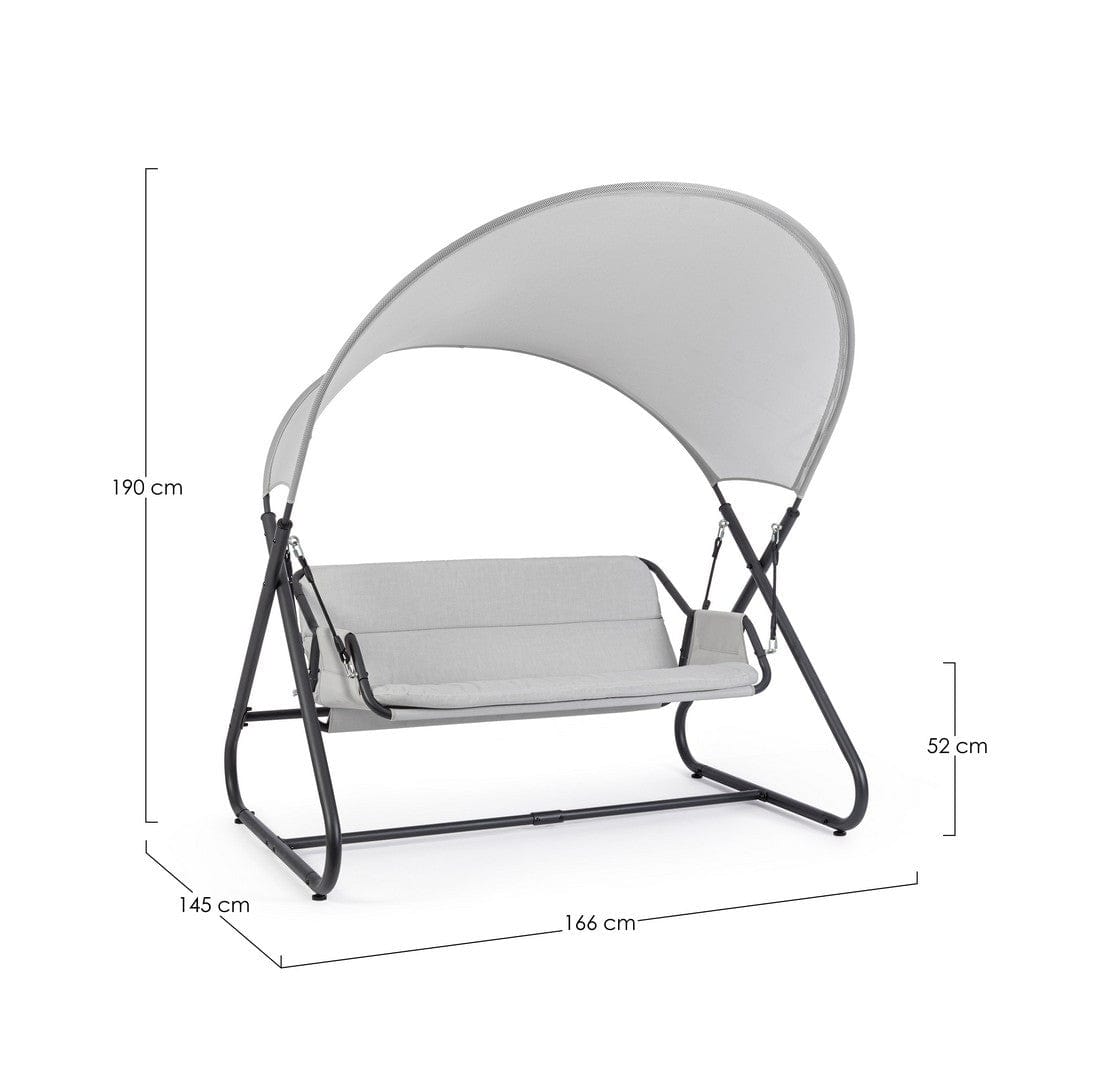 Balansoar leagan pentru gradina / terasa, 2 locuri, Arkell Gri / Negru, l166xA145xH190 cm (1)