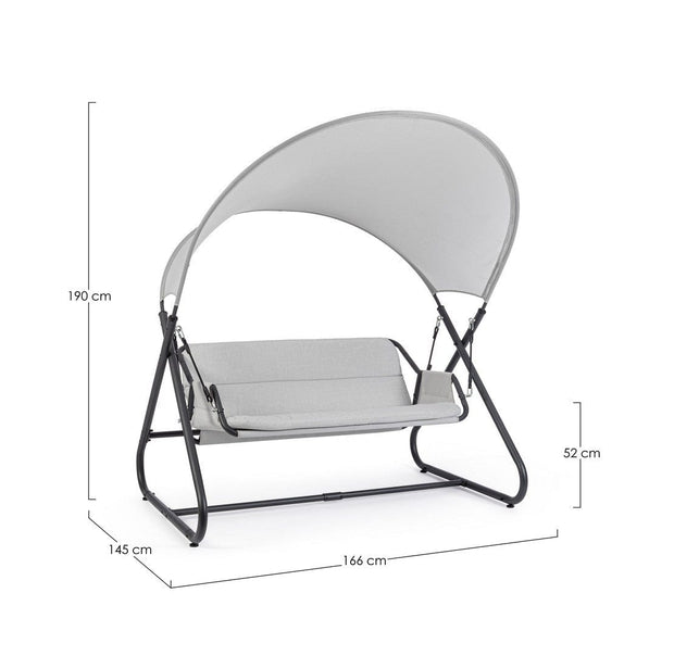 Balansoar leagan pentru gradina / terasa, 2 locuri, Arkell Gri / Negru, l166xA145xH190 cm (1)