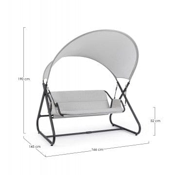 Balansoar leagan pentru gradina / terasa, 2 locuri, Arkell Gri / Negru, l166xA145xH190 cm (10)