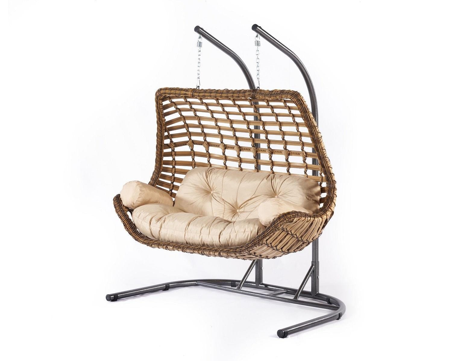 Balansoar leagan pentru gradina / terasa, 2 locuri, Junda Maro / Crem, l173xA120xH214 cm (1)