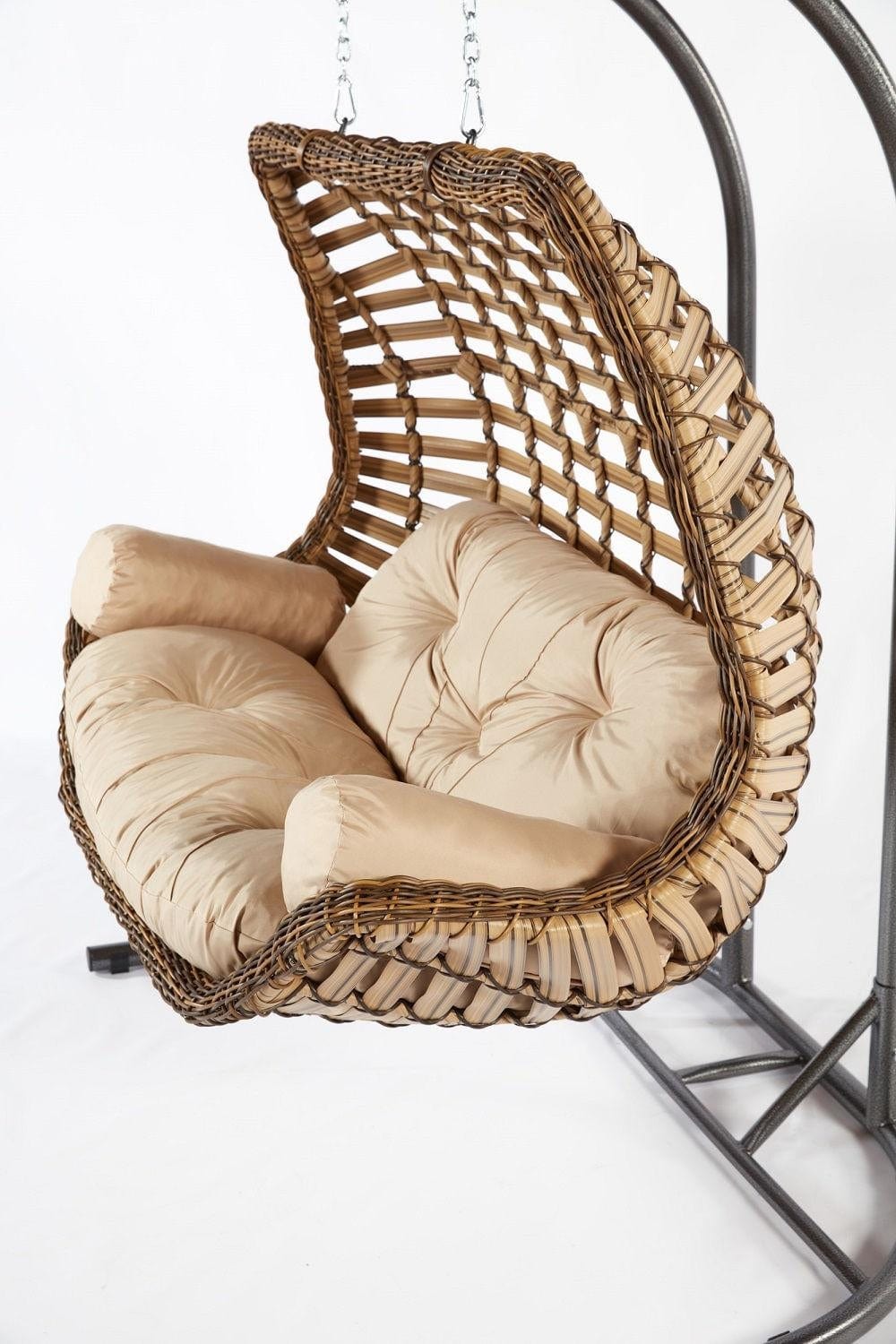 Balansoar leagan pentru gradina / terasa, 2 locuri, Junda Maro / Crem, l173xA120xH214 cm (5)