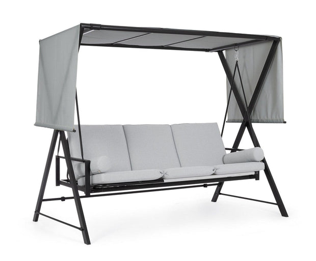 Balansoar leagan pentru gradina / terasa, 3 locuri, Pompei Gri / Negru, l223xA128xH182 cm