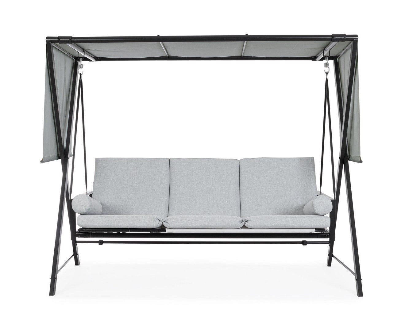 Balansoar leagan pentru gradina / terasa, 3 locuri, Pompei Gri / Negru, l223xA128xH182 cm (2)