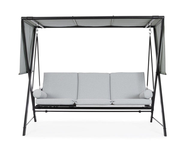 Balansoar leagan pentru gradina / terasa, 3 locuri, Pompei Gri / Negru, l223xA128xH182 cm (2)