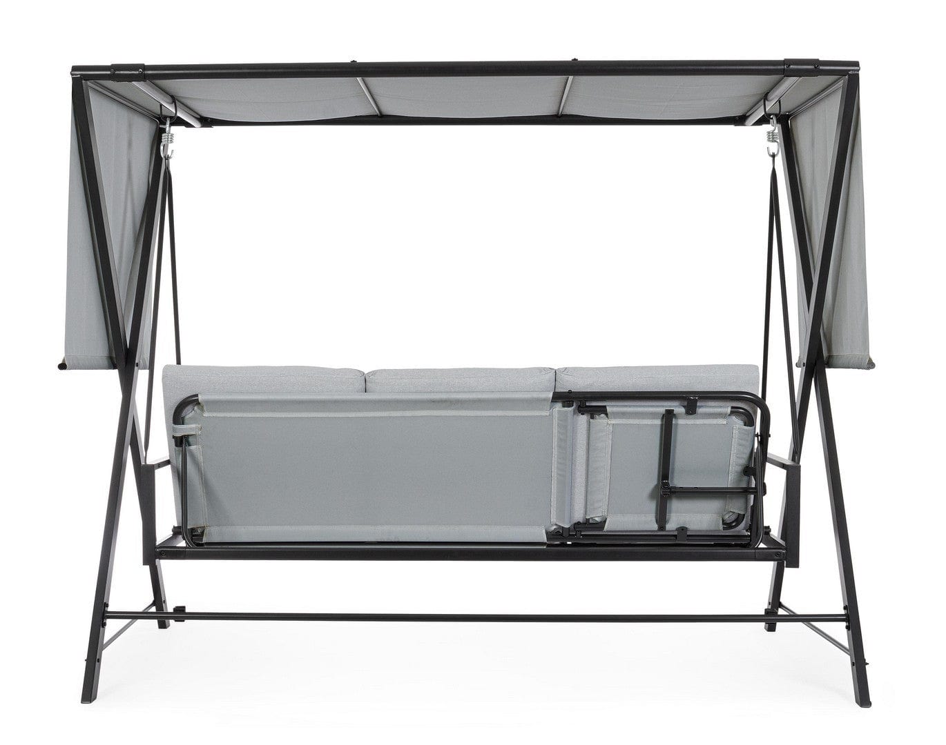 Balansoar leagan pentru gradina / terasa, 3 locuri, Pompei Gri / Negru, l223xA128xH182 cm (3)