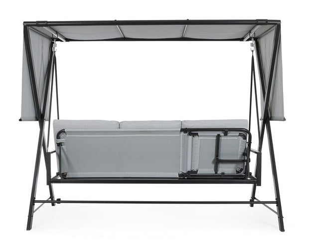 Balansoar leagan pentru gradina / terasa, 3 locuri, Pompei Gri / Negru, l223xA128xH182 cm (3)