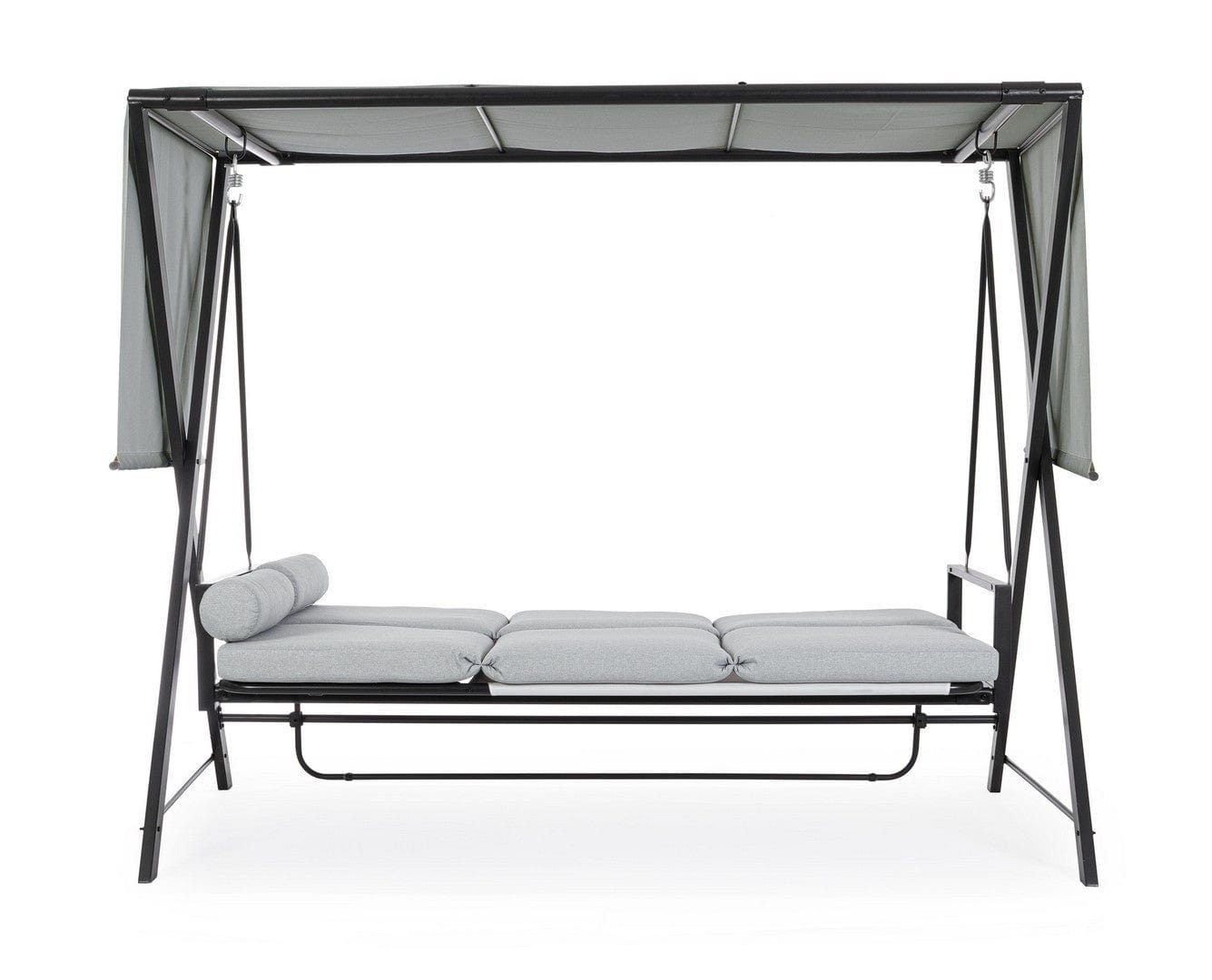 Balansoar leagan pentru gradina / terasa, 3 locuri, Pompei Gri / Negru, l223xA128xH182 cm (11)