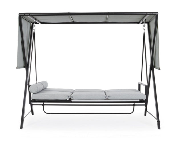 Balansoar leagan pentru gradina / terasa, 3 locuri, Pompei Gri / Negru, l223xA128xH182 cm (11)