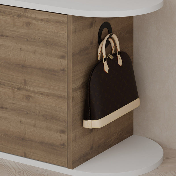 Banca cu pantofar, din pal, 2 usi, Nova Natural / Alb, l104xA37xH50 cm (4)