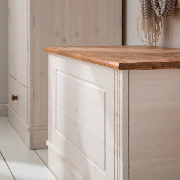 Dorel Home Banca cu spatiu de depozitare din lemn de pin, Anita Alb / Natural, l80xA42xH45 cm