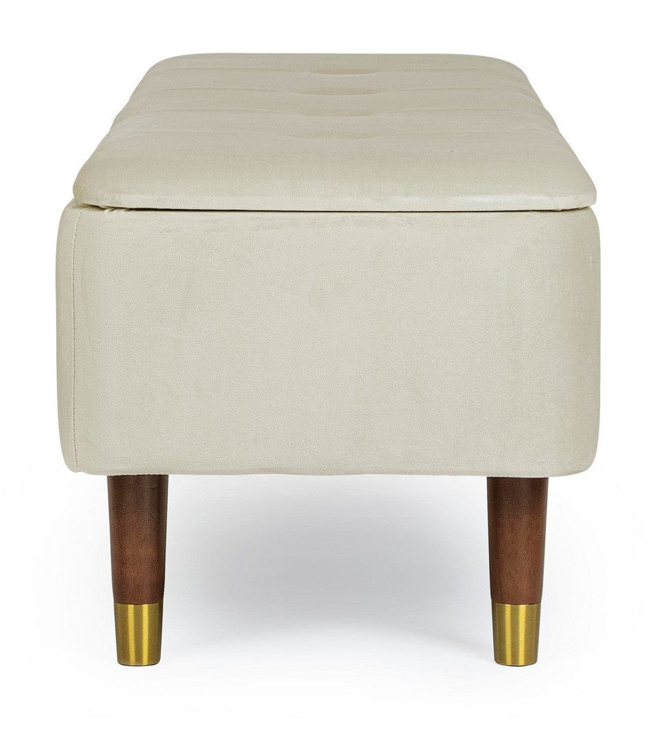 Banca cu spatiu de depozitare, tapitata cu stofa si picioare din lemn, Kira Velvet Natural, l120xA42xH42 cm (4)