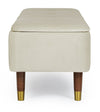 Banca cu spatiu de depozitare, tapitata cu stofa si picioare din lemn, Kira Velvet Natural, l120xA42xH42 cm (4)