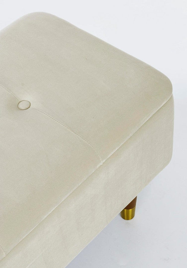 Banca cu spatiu de depozitare, tapitata cu stofa si picioare din lemn, Kira Velvet Natural, l120xA42xH42 cm (5)