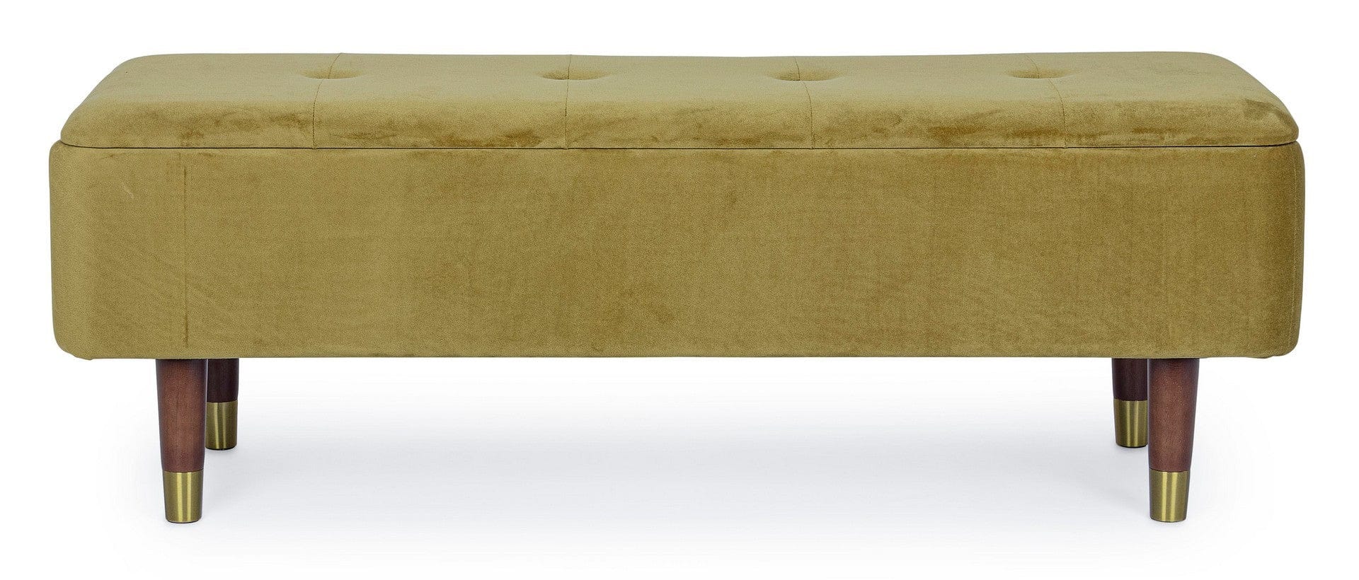 Banca cu spatiu de depozitare, tapitata cu stofa si picioare din lemn, Kira Velvet Verde Olive, l120xA42xH42 cm (2)