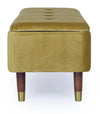 Banca cu spatiu de depozitare, tapitata cu stofa si picioare din lemn, Kira Velvet Verde Olive, l120xA42xH42 cm (4)