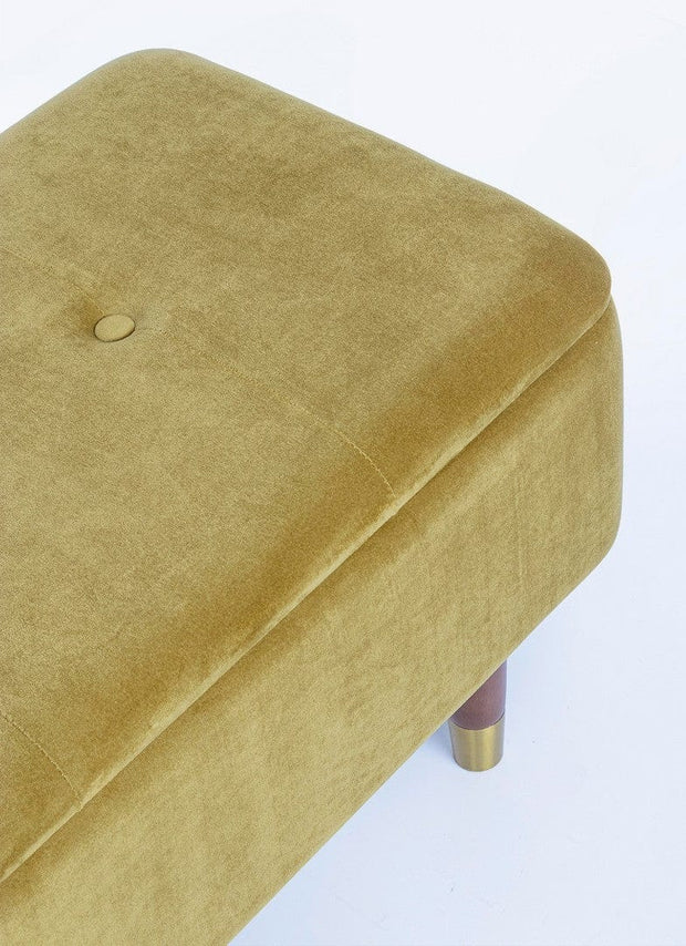 Banca cu spatiu de depozitare, tapitata cu stofa si picioare din lemn, Kira Velvet Verde Olive, l120xA42xH42 cm (5)
