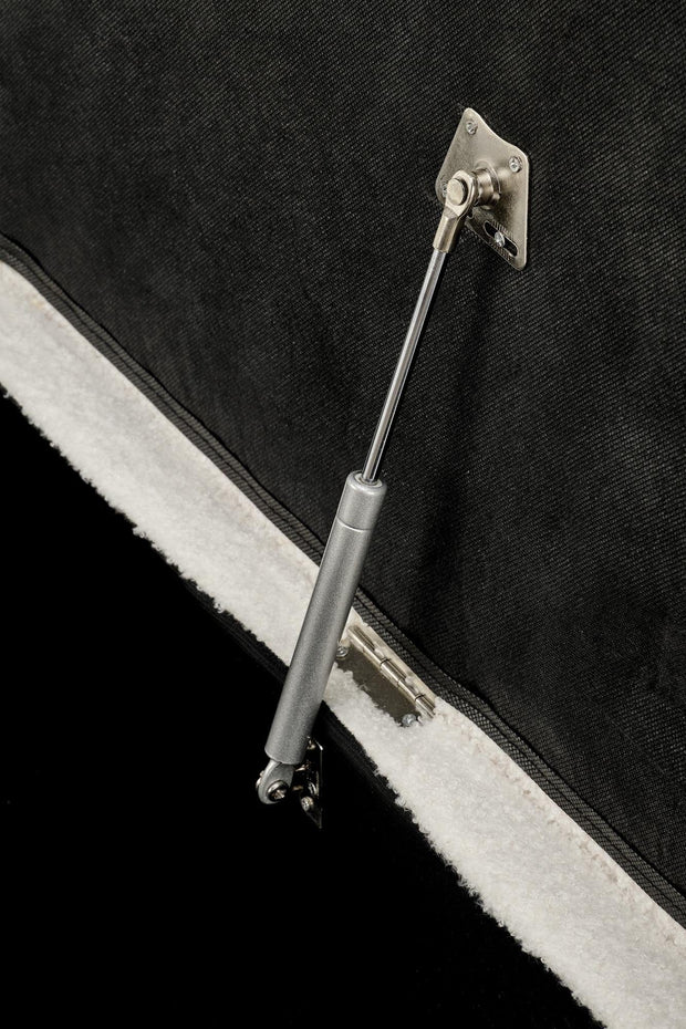 Banca cu spatiu de depozitare, tapitata cu stofa si picioare metalice Aveiro Crem / Negru, l120xA40xH46 cm (6)