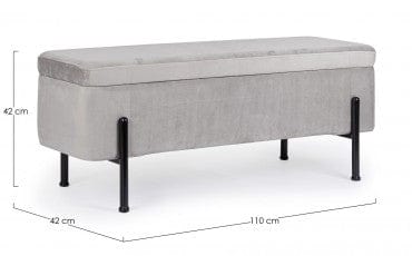 Banca cu spatiu de depozitare, tapitata cu stofa si picioare metalice, Irina Velvet Gri Deschis, l110xA42xH42 cm (9)
