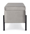 Banca cu spatiu de depozitare, tapitata cu stofa si picioare metalice, Irina Velvet Gri Deschis, l110xA42xH42 cm (4)
