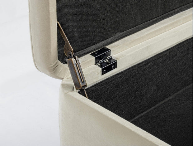 Banca cu spatiu de depozitare, tapitata cu stofa si picioare metalice, Irina Velvet Natural, l110xA42xH42 cm (7)