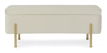 Banca cu spatiu de depozitare, tapitata cu stofa si picioare metalice, Irina Velvet Natural, l110xA42xH42 cm (10)