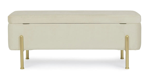 Banca cu spatiu de depozitare, tapitata cu stofa si picioare metalice, Irina Velvet Natural, l110xA42xH42 cm (3)